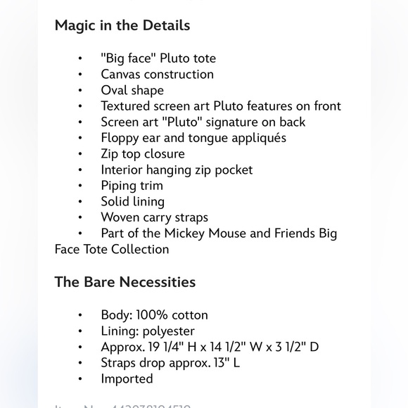 Pluto, big face canvas tote. - Picture 5 of 5